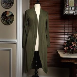 Long Green Sweater Duster